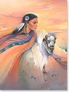 Native American woman white buffalo