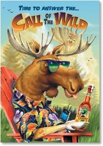 Moose sunglasses drinks beer cell phone