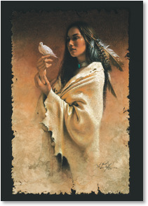Woman holding dove