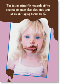 Blonde girl chocolate cake on mouth