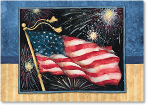 American Flag with fireworks