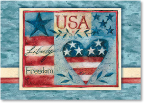 Patriotic images with words Liberty, Freedom and USA. Includes stars and stripes.