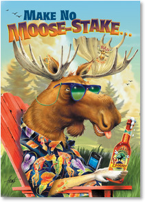 Moose sunglasses drinks beer cell phone