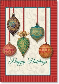Ornaments in various shapes colors