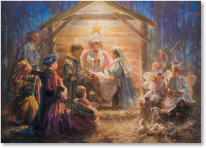 Children staging the nativity scene