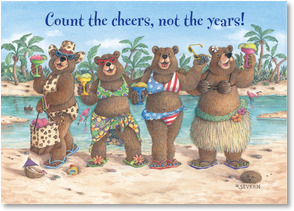 Four bears in beach wear