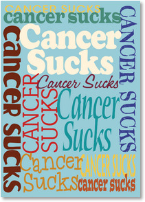 The words cancer sucks on multi colored background