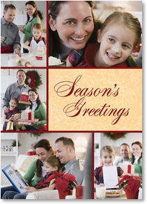 The words Season's Greetings surround by photo images