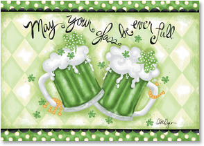 2 green beers with shamrocks