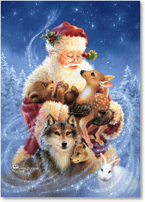 Santa surrounded by wildlife