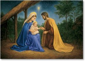 Mary Joseph and baby Jesus