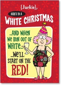 Aunty Acid wearing a party hat
