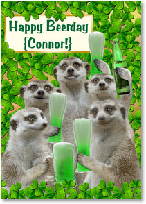 Meercats drinking green beers