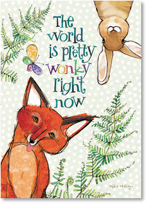 Cute contemporary illustration of fox and rabbit