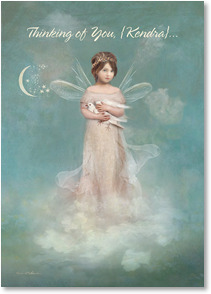 Girl angel holding dove