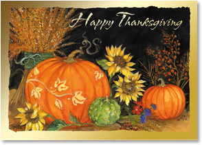 Pumpkins, gourds and sunflowers