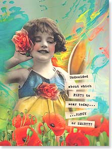 Vintage image of little girl with flowers