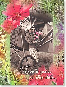 Vintage photo of couple kissing in airplane