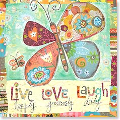 Collage butterfly with live happily copy