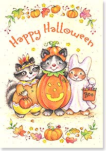 Raccoon cat bunny trick or treating