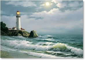 Lighthouse and full moon