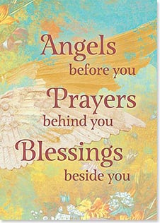 Angel copy with floral background