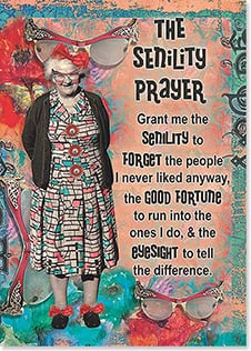 Old woman, bright colors, and quote