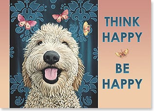 Golden doodle with butterflies