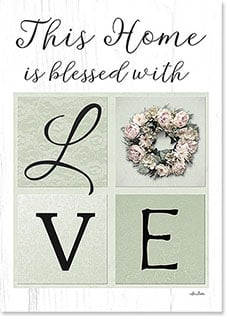'THIS HOME IS BLESSED WITH LOVE' and Wreath