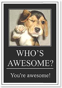 Puppy with paw up and winking