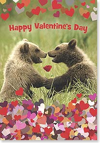 Photo of two bears and red rose