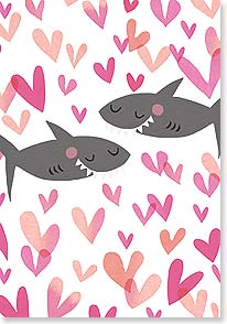 Graphic design and two sharks and hearts