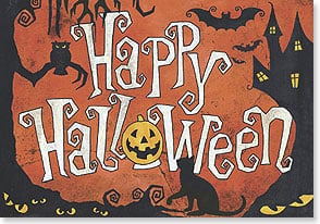 Haunted house and spooky typography