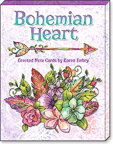 Bohemian Heart Greeted Note Cards by Karen Embry