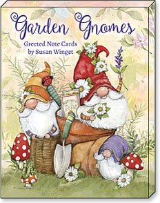 Garden Gnomes Greeted Note Cards by Susan Winget