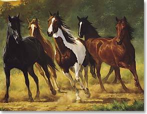 Five running horses