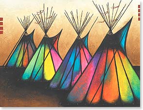 Four Brightly colored Teepees