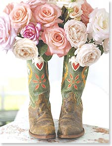 Roses sticking out of cowgirl boots