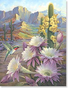 Southwest landscape with hummingbird