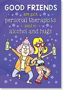 aunty acid and a friend dance together while holding up wine bottles