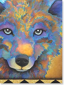 Modern painting of wolf face