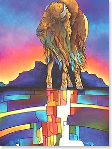 Contemporary fine art painting of buffalo