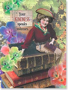 Cowgirl sitting on stack of books