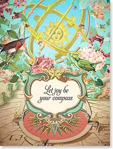 Compass with birds and flowers