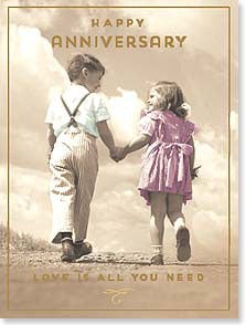 Vintage photo of little girl and boy walking hand in hand