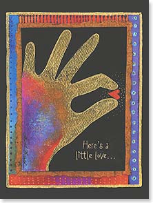 Golden hand holding small heart