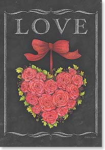 Chalkboard art with rosey heart below the word LOVE 