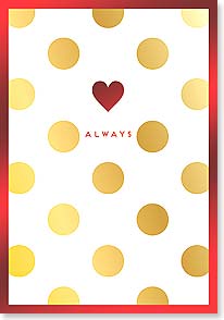 Gold circles and one heart with the word Always