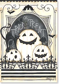 Bats, black cat and jack-o-lanterns