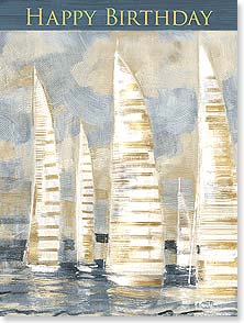 WHITE SAILBOATS WITH GOLD ON SAILS